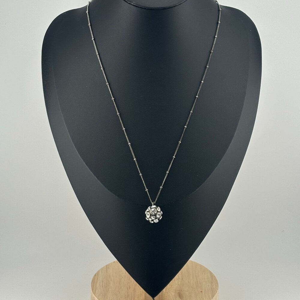 Sterling Silver Fossil Key, Lock and Heart Gemstone Ball Pendant Necklace